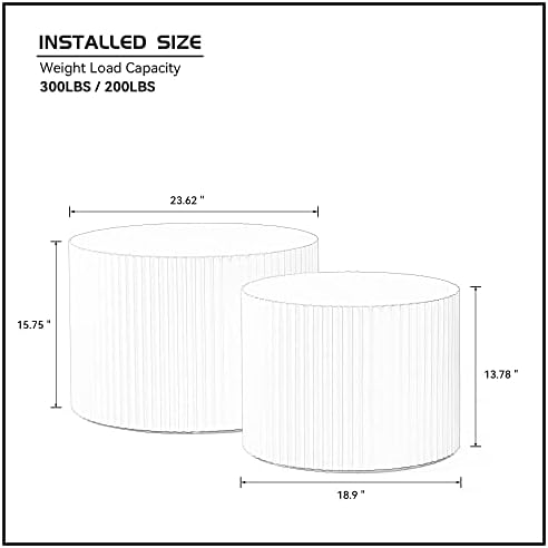 JUSTONE 2-Piece Nesting Coffee Tables Set - Modern Drum End Tables for Small ...