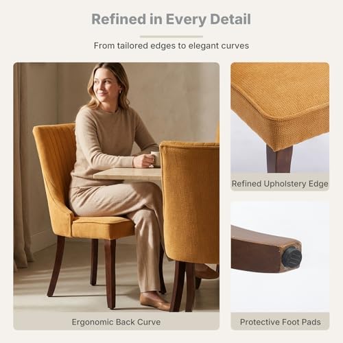 Upholstered Dining Chairs Set of 6, High Back Side Chairs for Kitchen and Din...