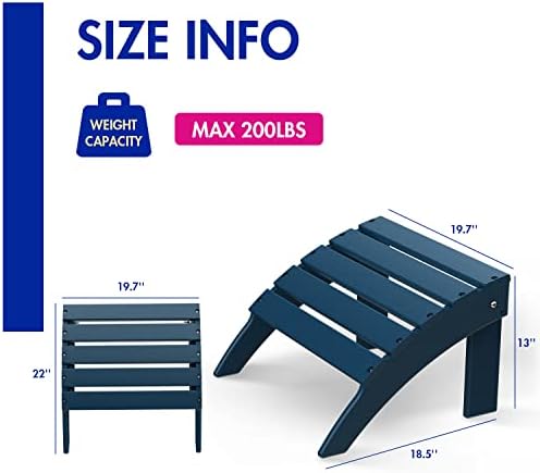 BRIOPAWS Adirondack Ottomans | Folding | Set of 2 | HDPE Plastic | Blue Outdo...