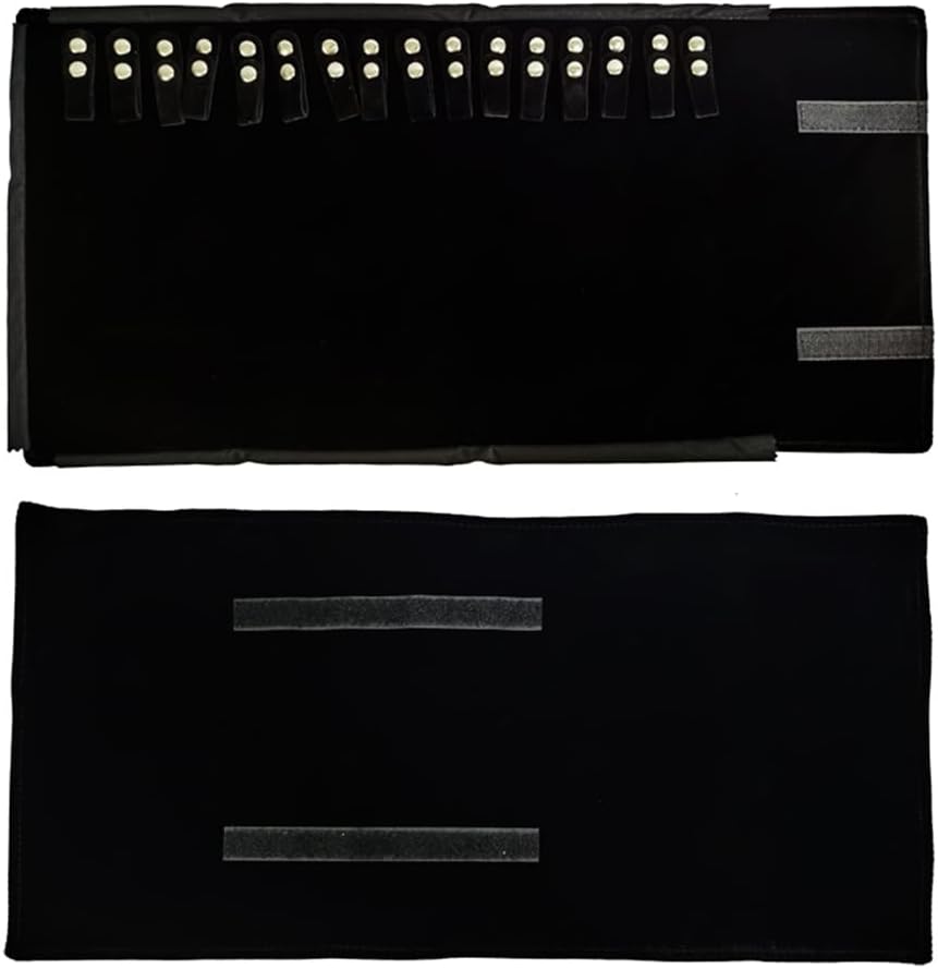 Velet Travel Jewelry Case Roll Bag Organizer for Necklace Bracelet Black Gray Velvet (Black Velvet)