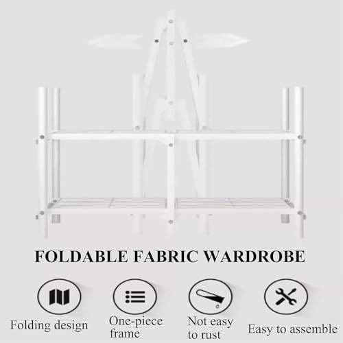 Portable Closet Foldable Wardrobe Steel Tube Thick Storage Bedroom Household ...