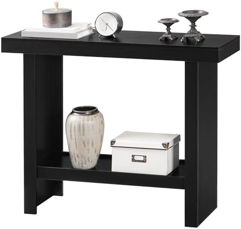 MAHANCRIS Console Table, 39.4'' Black Rectangular Entryway Table, Mod...