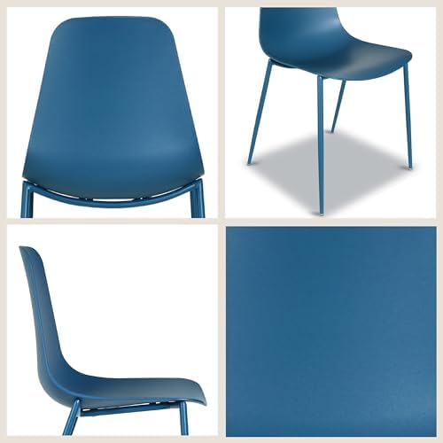 Poly & BARK Isla Modern Kitchen Chairs Set of 4 - Plastic Dining Chair wi...