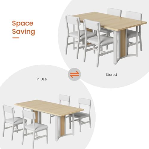 Itaar 5-Piece Dining Table Set for 4-6 People, 63" Extendable Kitchen Ta...