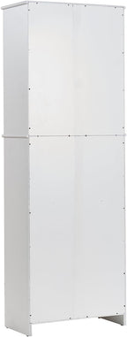 67" Tall White Kitchen Pantry Cabinet with Doors & Drawers - Large Storage Cupboard for Kitchen, Bathroom, Craft Room, 2 Glass Doors, Adjustable Shelf, 24" W x 12" D x 67" H, Easy Assembly