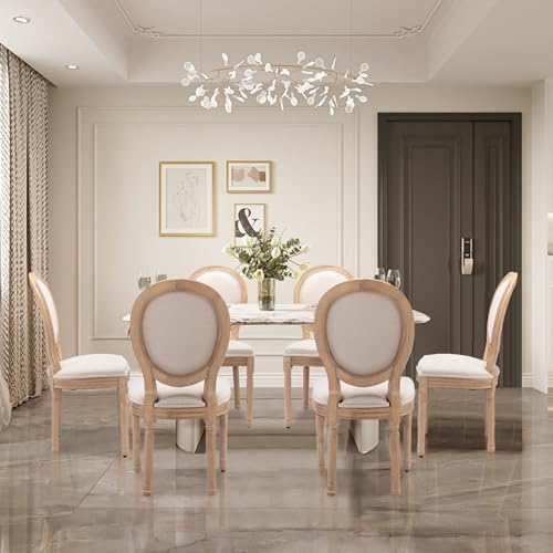 SoarFlash French Dining Chairs Set of 6, Vantage Dining Chair with Round Back...