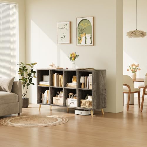 COTUBLR 8-Cube Bookshelf, 47" Wood Bookcase with Legs, 2 Tier Morden Boo...