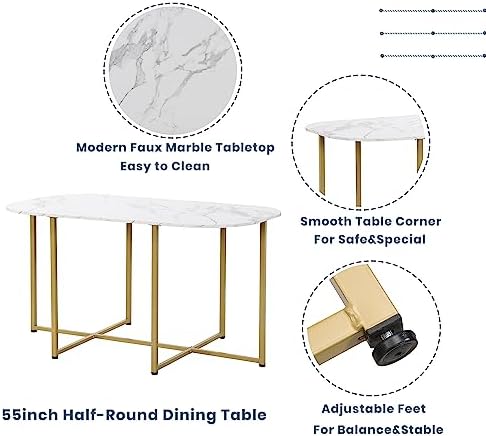 Metal 7 Piece Kitchen Dining Table Set with Chairs for Saving Space Metal Din...