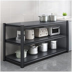 Multifunctional Microwave Stand Kitchen Counter Shelf Heavy Duty Metal Shelving Unit Pot Storage Rack Tableware Organizer (Black 100x40x80cm)