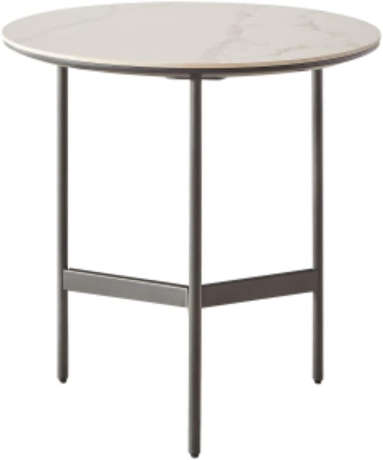 Side/End Table - Small Round Accent Table, Metal Gray Narrow Night Stands wit...