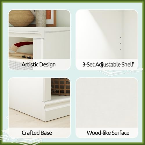 Bevfint 70-Inch Tall White Bookcase, 5 Tiers Shelves Open Storage Bookshelf