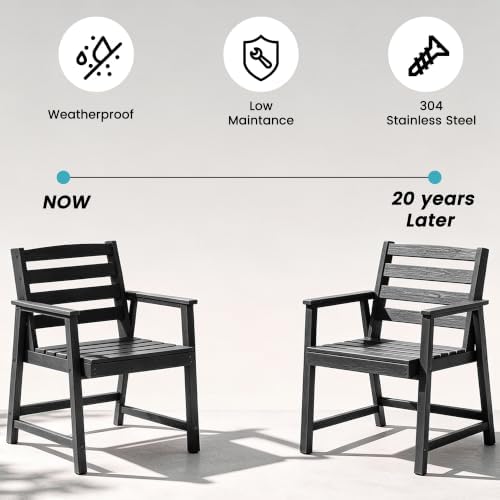 LOUNZY 7 Piece Patio Dining Set for 6, Outdoor Table and Chairs,Black