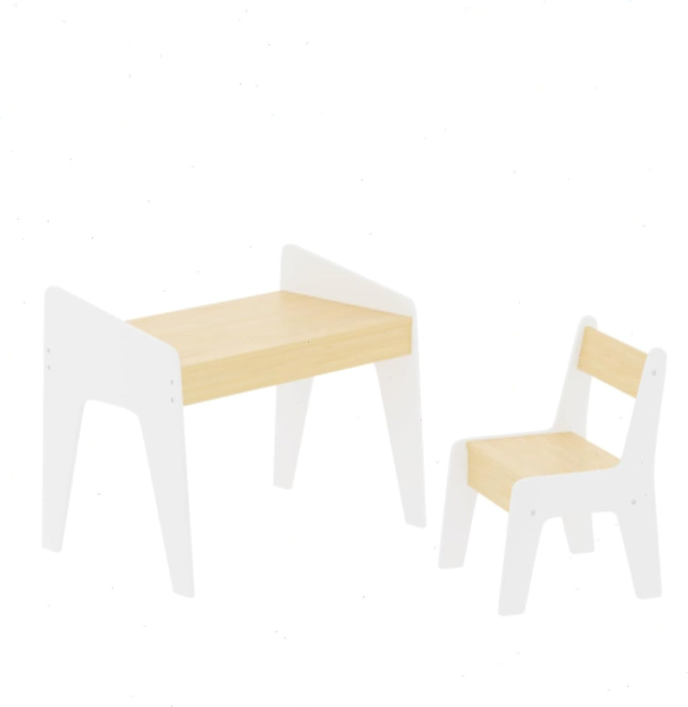 Table and Chair Set for Boys and Girls, Smooth MDF Wood, Scaled-Down Size, Mu...