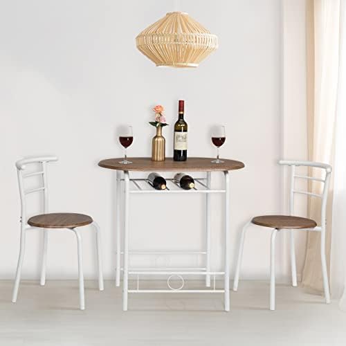 VINGLI 3 Piece Dining Set,Small Kitchen Table Set for 2,Breakfast Table Set,K...