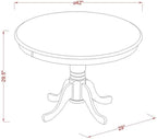 East West Furniture HLVA3-LWH-W 3 Piece Dining Room Furniture Set Contains a Round Kitchen Table with Pedestal and 2 Dining Chairs, 42x42 Inch, Linen White