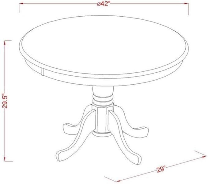 East West Furniture HLVA3-LWH-W 3 Piece Dining Room Furniture Set Contains a Round Kitchen Table with Pedestal and 2 Dining Chairs, 42x42 Inch, Linen White