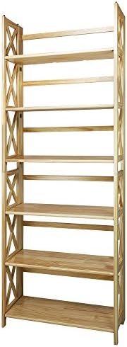 Casual Home Montego 3-Shelf Folding Bookcase, Natural , 27.5" Wide