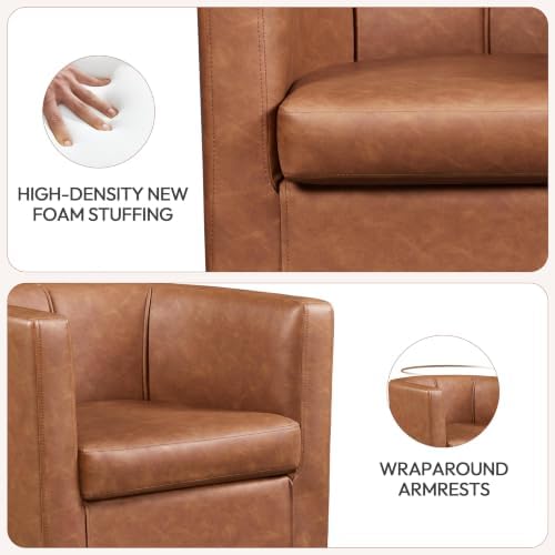 Yaheetech Barrel Accent Chairs Set of 2, Modern Armchairs, Brown