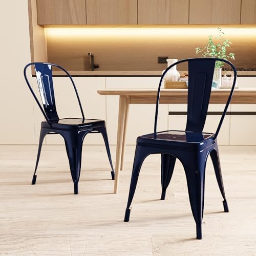 AC Pacific 18 Inch Seat Height Industrial Metal Dining Chairs, Stackable Kitc...