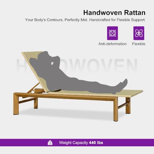 PURPLE LEAF Extra Wide Patio Lounge Chair Resort Wicker Set of 2, Green | Dur...