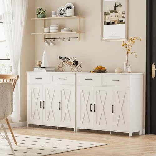 Homhedy Coffee Bar Storage Cabinet with Drawers, Kitchen Buffet Cabinet