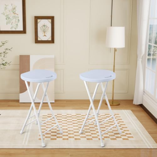 COOZMENT 24-Inch Folding Stool with Handle, Folding Bar Stool with Non-Slip F...
