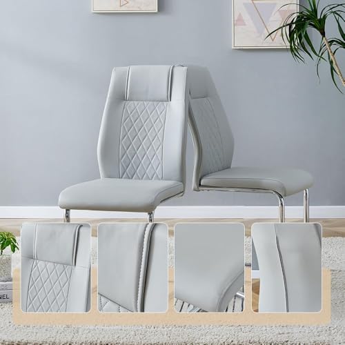 JUFU Dining Table Set for 6 with Chairs PU Upholstered, 63'' White Fa...