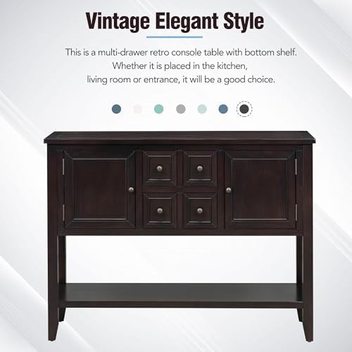 Knocbel Vintage Wood Console Table Buffet Sideboard with 4 Storage Drawers, 2...
