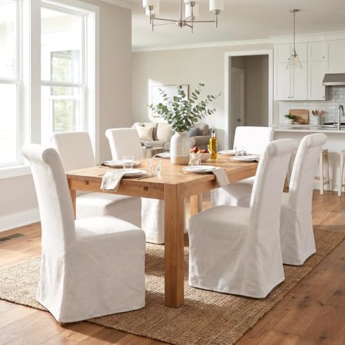 chairus Slipcovered Upholstered Parsons Dining Chairs Set of 4, Cream White