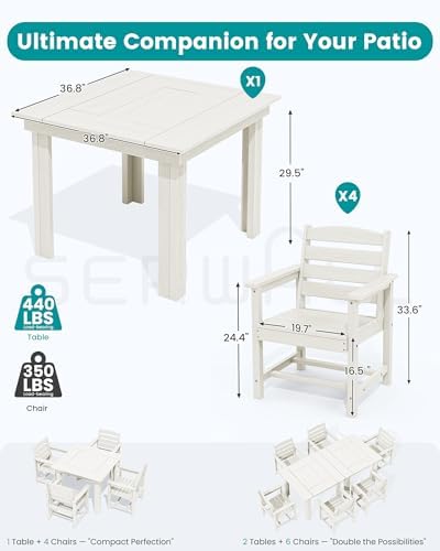 SERWALL HDPE Outdoor Square Dining Set for 4