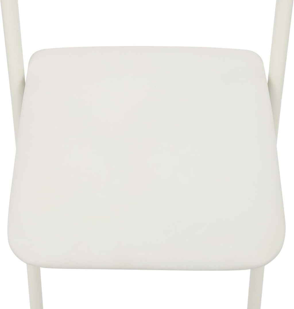 Set of 2 Foldable Bar Stools 29.5 Inch Height - Modern Folding Counter Height Chairs 275 lbs Capacity, PU Cushion for Kitchen, Bar, Cafe (White)