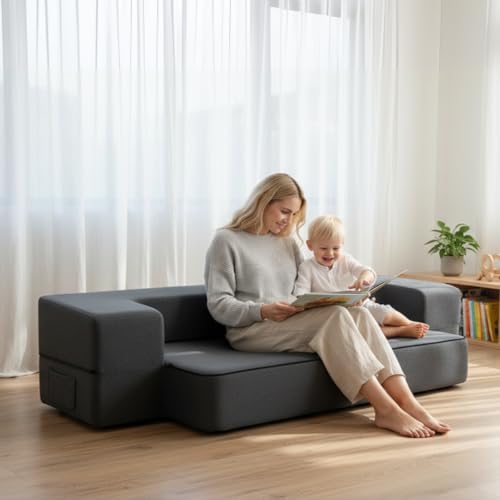 10 Inch Folding Sofa Bed Memory Foam Futon Chair Bed, Modern Fold Out Couch |...