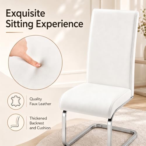 Yaheetech Dining Chairs Set of 4 Modern High Back Kitchen Chairs White