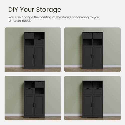 Iwell Bathroom Storage Cabinet with 2 Drawers, Small Kitchen Pantry Cabinet