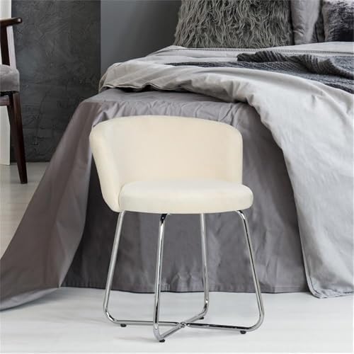 Hillsdale, Marisol Round Metal and Upholstered Vanity Stool with Scoop Back f...