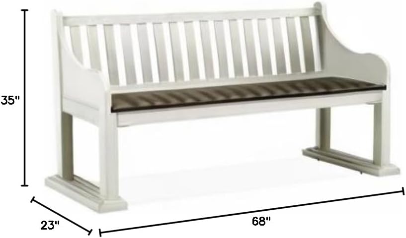 Steve Silver Joanna Two-Tone Ivory and Dark Oak Farmhouse Dining Bench with Back