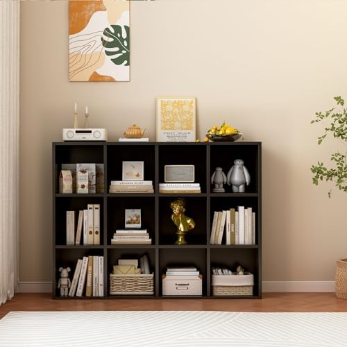 OSCHF 12-Cube Storage Shelf Bookcase, Black