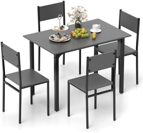 GOFLAME 5-Piece Dining Table Set, Industrial Kitchen Table and Chairs for 4 w...
