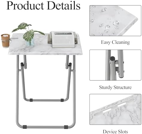 TV Tray Table,Folding Table with Cup Holder Portable,Foldable Snack Tray for ...