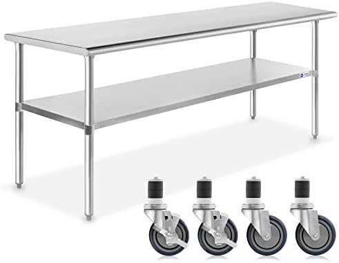 GRIDMANN NSF Stainless Steel Work & Prep Table 60 x 30 Inches with Caster...