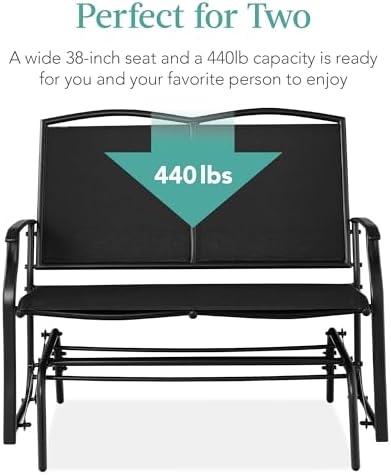 Best Choice Products 2-Person Outdoor Patio Swing Glider Steel Bench Loveseat...