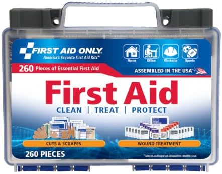 First Aid Only 260-Piece Family First Aid Kit for Home, Car and Travel