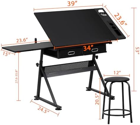 Nova Microdermabrasion Height Adjustable Drafting Table - Art/Craft Desk with...