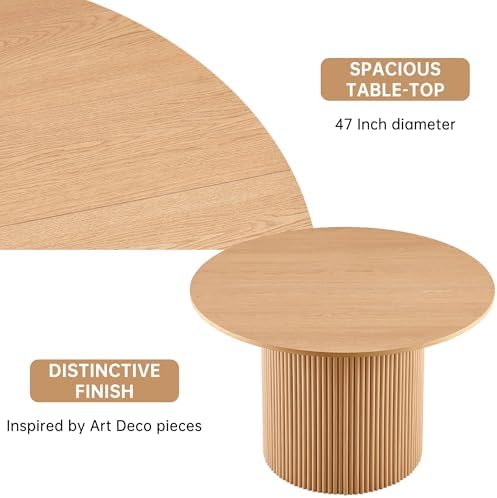 NORDICANA 5-Piece Wooden Round Dining Room Table and Chair Set, 47-Inch Kitch...