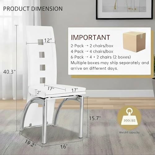 White Dining Chairs Set of 4, Modern Dining Room Chairs Set of 4, Upholstered...
