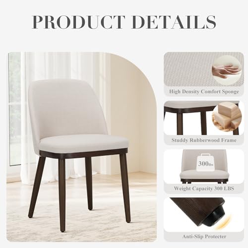 COLAMY Upholstered Dining Chairs Set of 4, Modern Kitchen Chairs with Back, F...