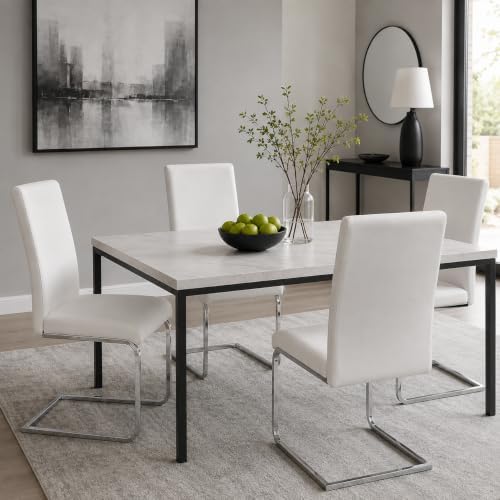 Yaheetech Dining Chairs Set of 4 Modern High Back Kitchen Chairs White