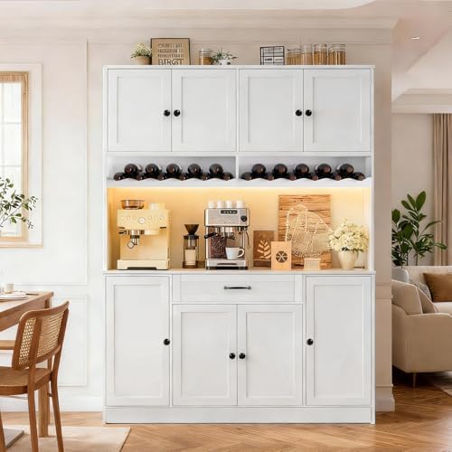 FJTJBSI 72" Tall Pantry Storage Cabinet with LED Light 55" Wide Kit...
