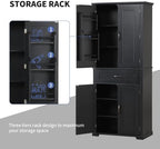 Bathroom Storage Cabinet with Doors and Drawer, Multiple Storage Space, Adjustable Shelf, White (Black)