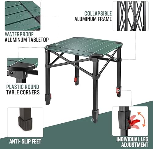VILLEY Folding Camping Square Table, Portable Aluminum Table, Medium | Lightw...